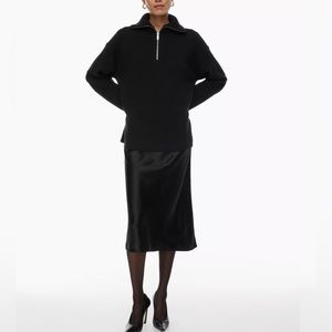 Aritzia Babaton Satin Slip Midi Skirt Black Size 0